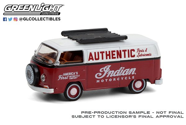 1/64 GREENLIGHT 1972 VW KOMBI INDIAN MOTORCYCLE