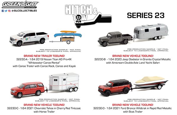 1/64 GREENLIGHT SORTIMENTO HITCH & TOW SERIES 23