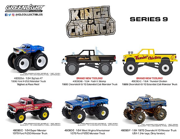 1/64 GREENLIGHT SORTIMENTO KING OF CRUNCH SERIE 9