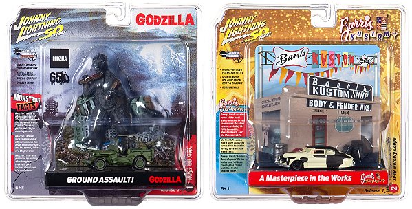 1/64 JOHNNY LIGHTNING DIORAMA JEEP WILLYS GODZILLA