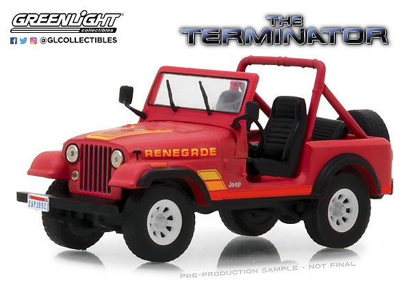 1/43 GREENLIGHT 1983 JEEP CJ-7 RENEGADE SARAH CONNOR EXTERMINADOR DO FUTURO