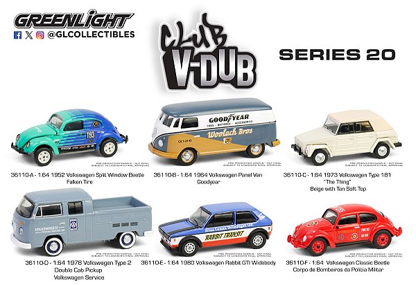 1/64 GREENLIGHT  SORTIMENTO CLUB VEE-DUB SERIES 20