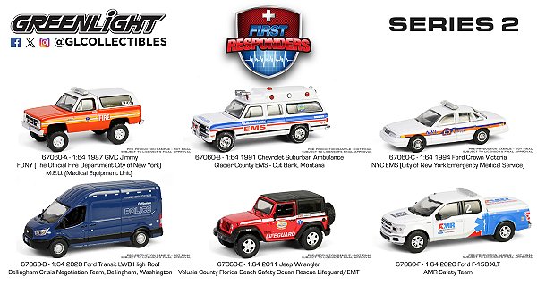 1/64 GREENLIGHT SORTIMENTO FIRST RESPONDERS SERIES 2
