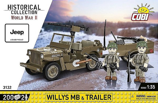JEEP WILLYS COM TRAILER  BLOCOS PARA MONTAR COM 200 PCS