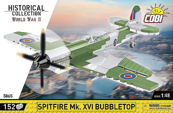 AVIÃO MILITAR BRITANICO SPITIFIRE MK.XVI BUBBLETOP BLOCOS PARA MONTAR COM 152 PCS