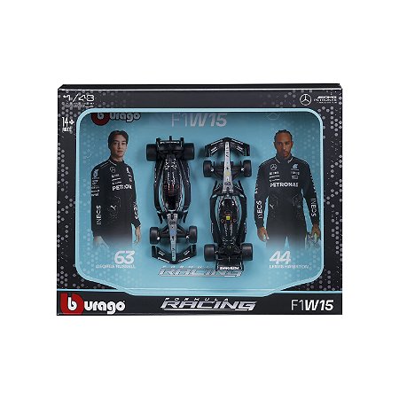 1/43 F-1 2024 MERCEDES AMG W15 PACK COM 2 CARROS / PILOTOS #44 HAMILTON E #63 RUSSELL