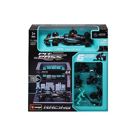 1/43 DIORAMA PIT STOP COM ACESSORIOS F-1 2024 MERCEDES-AMG W15 #44 HAMILTON