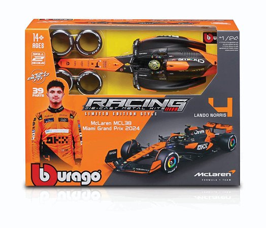 1/24 KIT EM METAL PARA MONTAR F-1 2024 MCLAREN MCL38 #4 NORRIS COM PILOTO