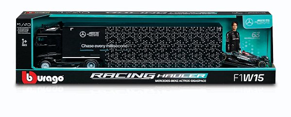 1/43 CAMINHÃO DE TRANSPORTE F-1 2024 MERCEDES-AMG W15 #63 RUSSELL
