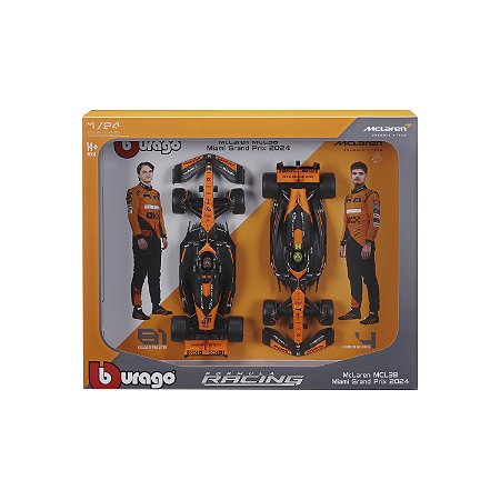 1/24 F-1 2024 MCLAREN MCL38 PACK COM 2 CARROS / PILOTOS #4 NORRIS E #81 PIASTRI