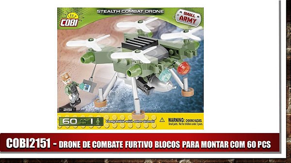 DRONE DE COMBATE  FURTIVO BLOCOS PARA MONTAR COM 60 PCS