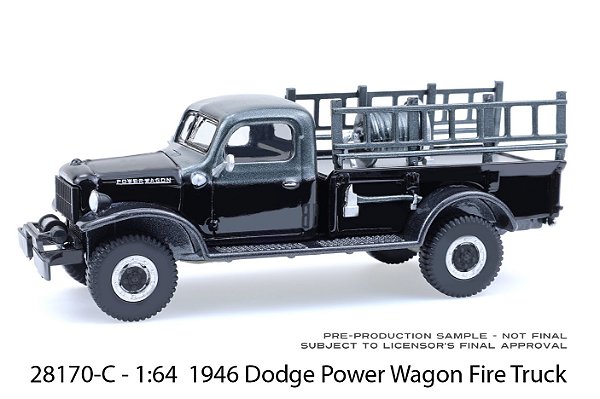 1/64 GREENLIGHT 1946 DODGE POWER WAGON FIRE TRUCK BLACK BANDIT SERIES 30