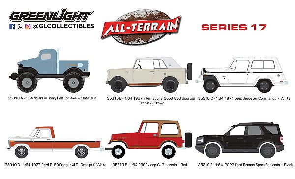 1/64 GREENLIGHT SORTIMENTO ALL-TERRAIN SERIES 17