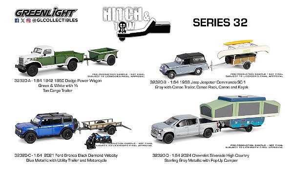 1/64 GREENLIGHT SORTIMENTO HITCH & TOW SERIES 32
