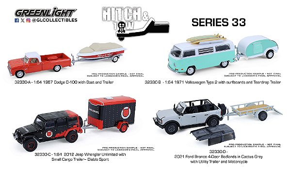 1/64 GREENLIGHT SORTIMENTO HITCH & TOW SERIES 33