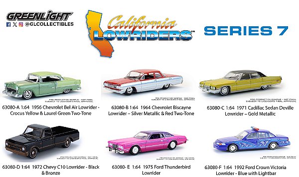 1/64 GREENLIGHT SORTIMENTO CALIFORNIA LOWRIDERS SERIES 7