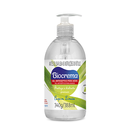 Gel Antisséptico para Mãos Biocrema Capim Limão 340g