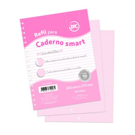 Refil p/ Caderno Universitário Smart rosa DAC 48 folhas