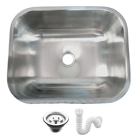 Cuba Pia Cozinha 50x40x25 Industrial Válvula Sifão Escovada