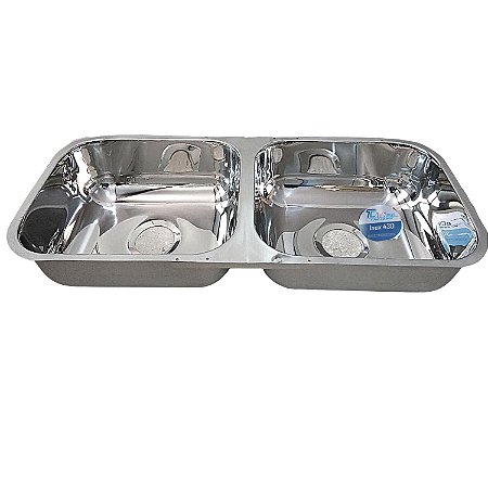 Cuba Pia Dupla Inox 430 Cozinha 75x43x17 Válvula