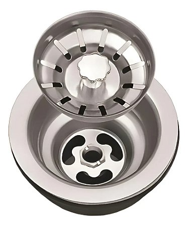 Válvula Americana Inox 3.1/2 com Cestinha para Pia de Cozinha