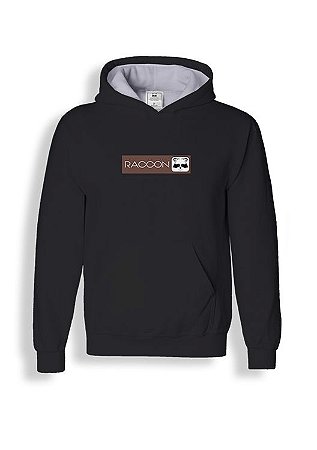 Casaco Moletom Preto Logo Raccon
