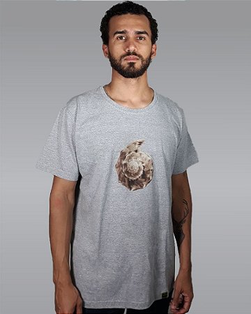 Camiseta Masculina Cinza Mesclada Concha RACCON