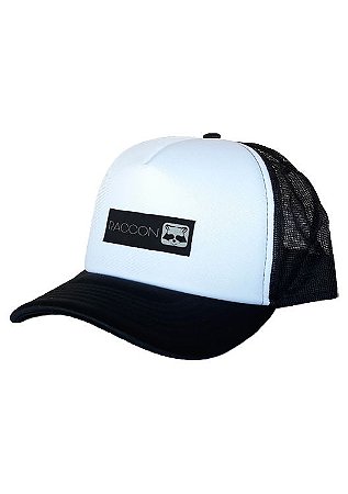 Boné Trucker Basic Preto e Branco Raccon