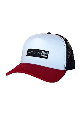 Boné Trucker Basic Preto e Vermelho Raccon