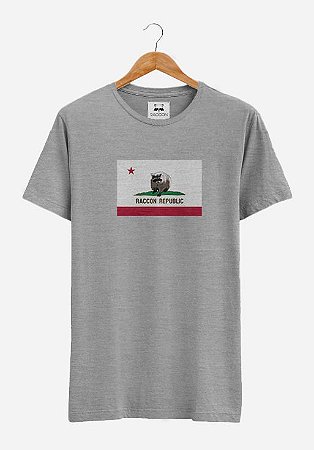 Camiseta Masculina Cinza Mescla Raccon Republic