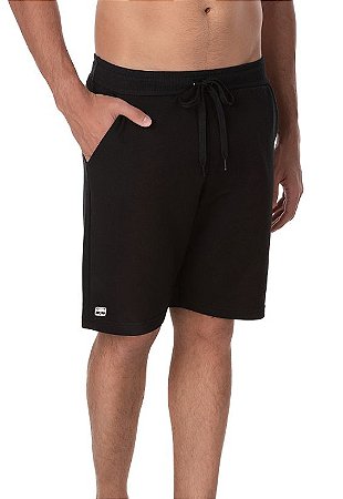 Bermuda Masculina de Moletom Preta Raccon