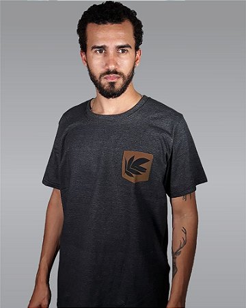 Camiseta Masculina Preta Mesclada Leaf RACCON