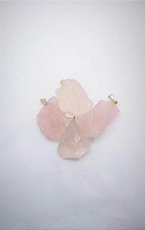 Pingente de Pedra Natural  Quartzo Rosa Bruto