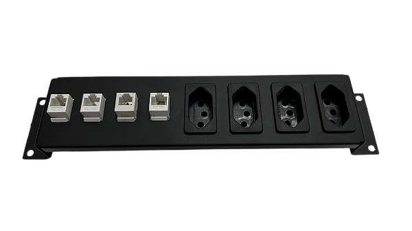 Régua Tomada + 4 Tomadas 10a + 4 Rj45 Cat5e