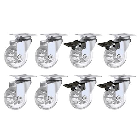 Kit 8 Rodízio Giratório Gel Silicone Rodinha Móveis 50mm Transparente