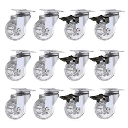 12 Uni. Rodízio Giratório Gel Silicone Rodinha Móveis 50mm Transparente