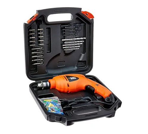 Furadeira Impacto 3/8" 127v Com 50 Itens - HD400K50-BR - Black & Decker