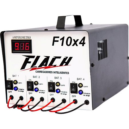 Carregador de Bateria Inteligente F10X4 127/220V 10A 12V - F10X4 - Flach