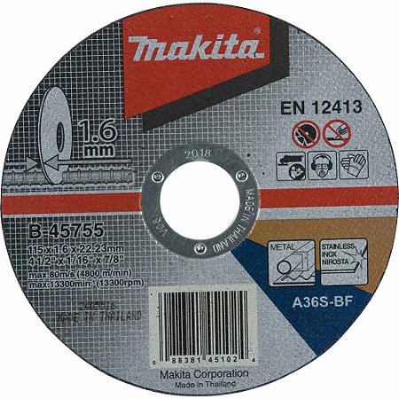 Disco de Corte Abrasivo Fino 4 1/2x1/16x7/8 GR30 - B-45755-25 - Makita