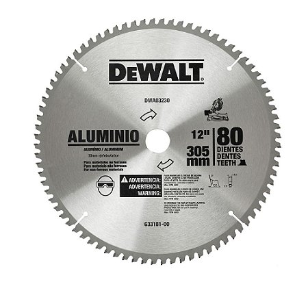 Lâmina de Widea 12" 80D P/ Alumínio/Madeira - DWA03230 - Dewalt