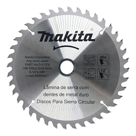 Lâmina Serra Circular 235x25,4mm 40D - D-03377 - MAKITA