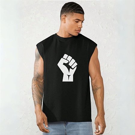 T-SHIRT PRETA S/ MANGA PUNHO CERRADO