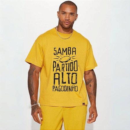 T-SHIRT AMARELA SAMBA PARTIDO ALTO  PAGODINHO