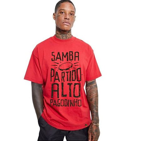 T-SHIRT VERMELHA SAMBA PARTIDO ALTO  PAGODINHO