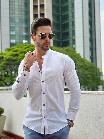 CAMISA SLIM ML BRANCA LINHO