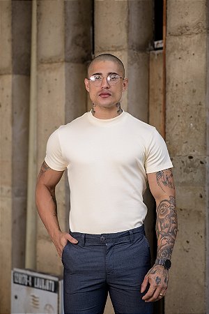 CAMISETA GOLA MÉDIA OFFWHITE