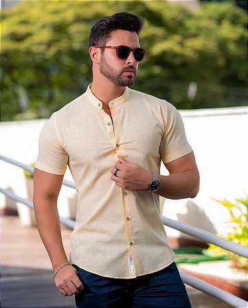 CAMISA MC LINHO AMARELA