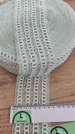 RENDA ENTREMEIO ALGODÃO 8cm - ROLO COM 25 METROS