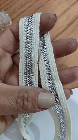 GALÃO PRATA ENTREMEIO 2 CM - ROLO COM 10 METROS