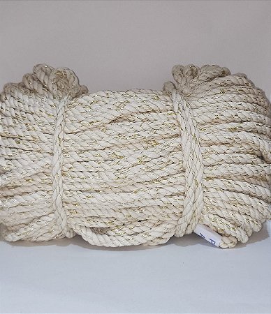 CORDÃO TORCIDO/3 CABOS, COM LUREX prata E dourado, 10 mm, PCT COM 50 mt